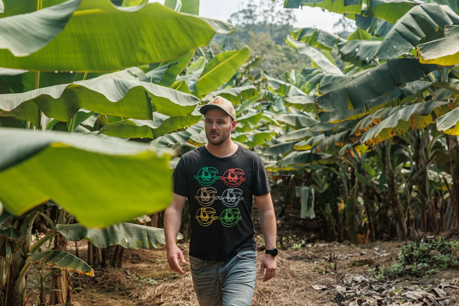 Sam in a banana plantation in Eldorado