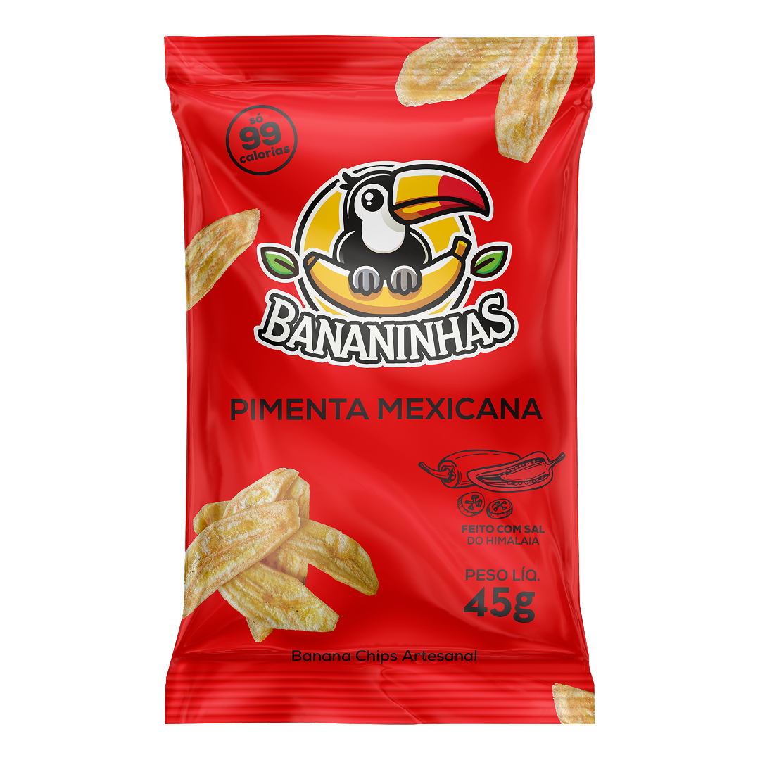 Bananinhas banana chips pack, Pimenta Mexicana flavour